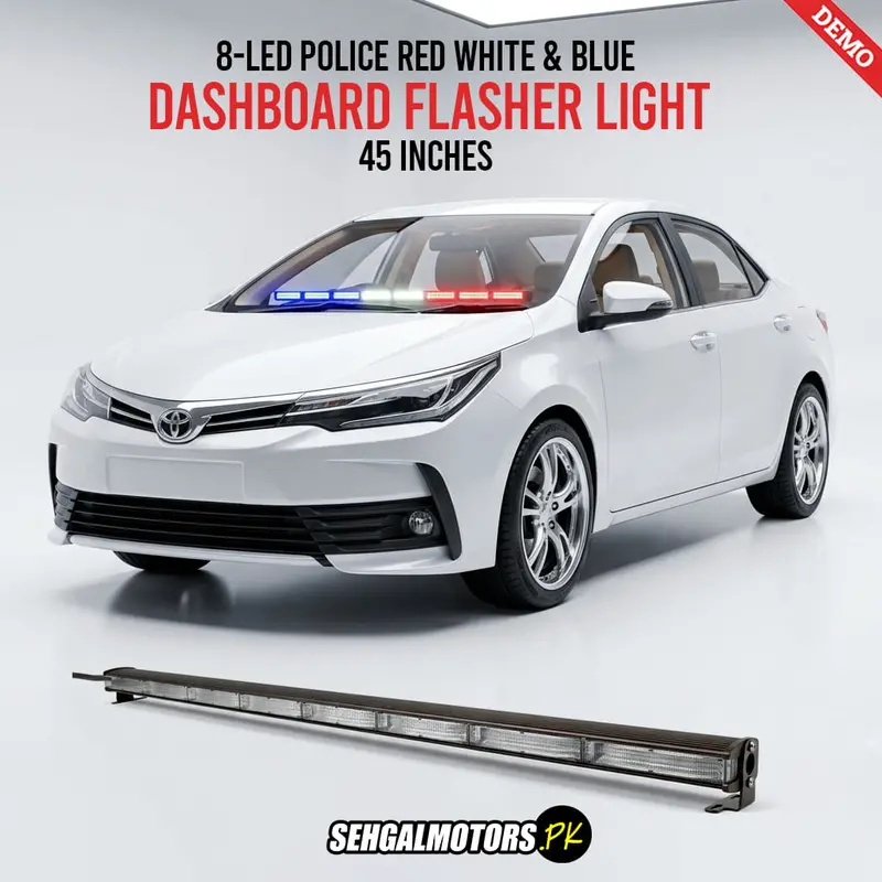 Police Red White & Blue 8-Led Dashboard Flasher Light 45 Inches - Full  Strobe Flashers | 3 Ft 9 Inch 1