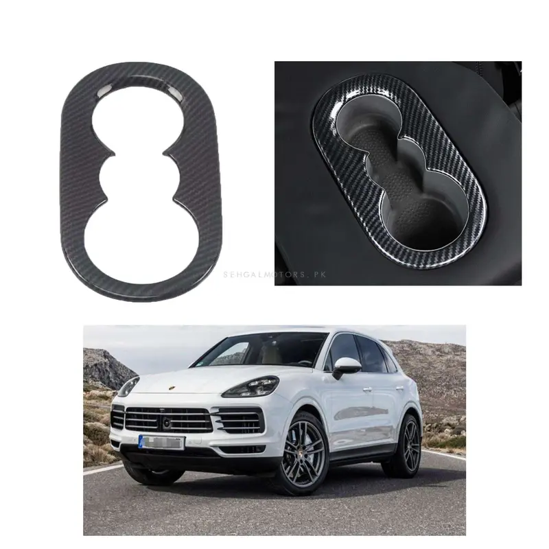 Porsche Cayenne Carbon Fiber Car Cup Holder Cover 2018 - 2022 2