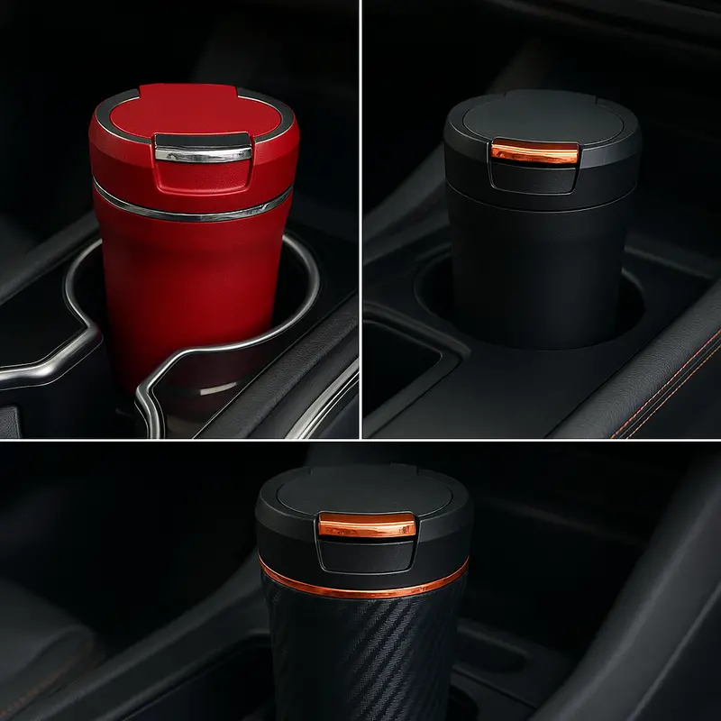 Portable Ceramic Car Ashtray With Led 1