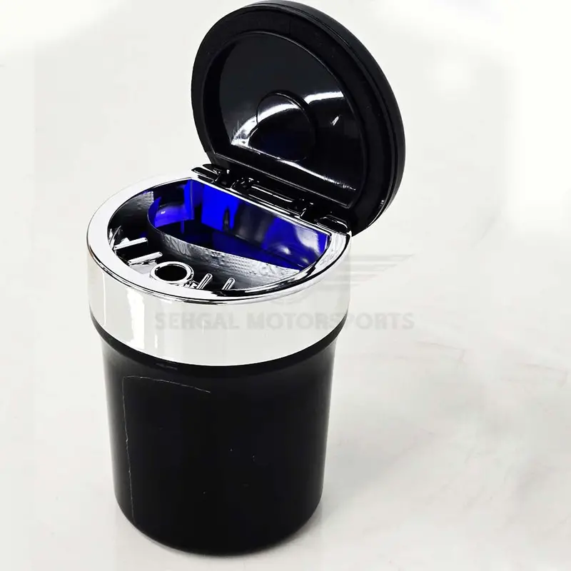 Portable Premium Ceramic Car Ashtray Black & Carbon Fiber Large (With Led) 1