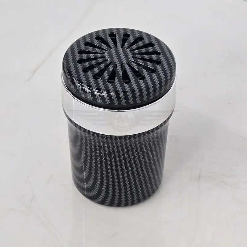 Portable Premium Ceramic Car Ashtray Black & Carbon Fiber Large (With Led) 2