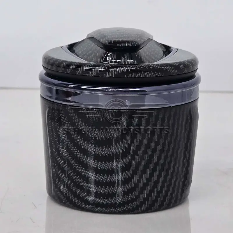 Portable Sports Lid Carbon Fiber Car Ashtray With Led 1
