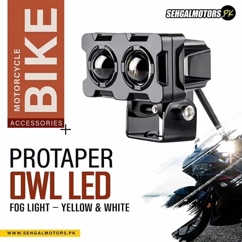 Protape Owl Led Fog Light – Yellow & White For All Motorcycles - Low & High Beam With 9V-60V 40W Dual Intensity 1