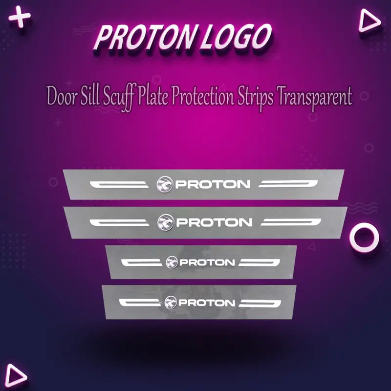 Proton Logo Door Sill Scuff Plate Protection Strips Transparent 1