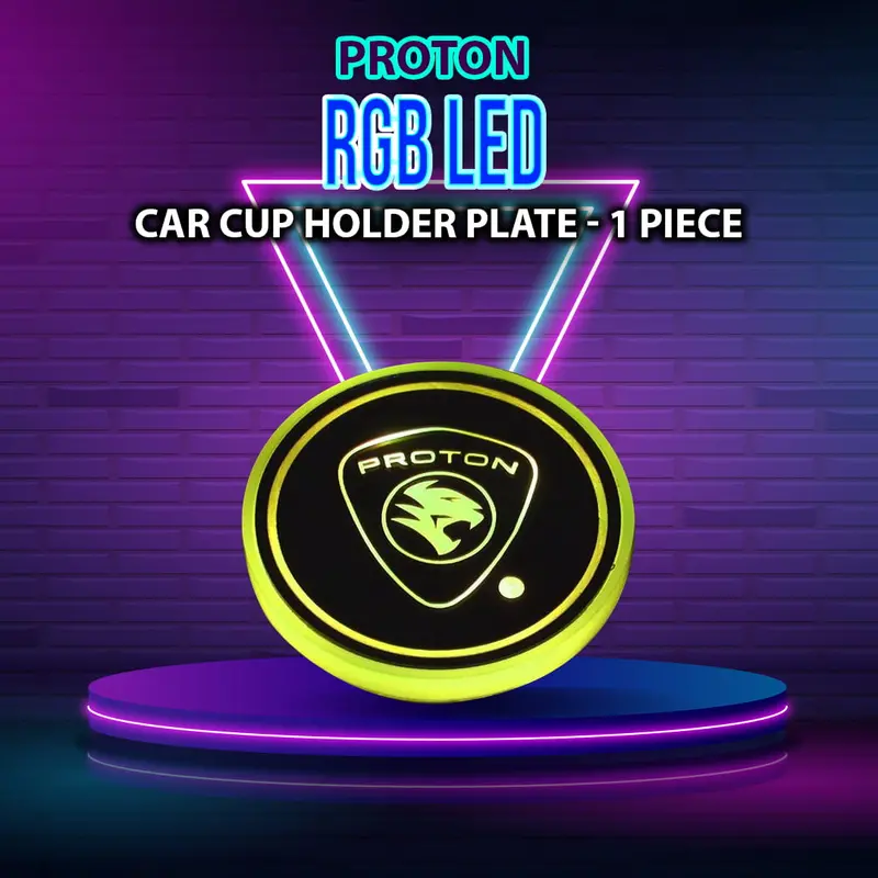 Proton Rgb Led Car Cup Holder Plate - 1 Piece - Glass Cup Coaster Car Rgb Led Cup Holder Mat Pad Coaster Disco Light 1