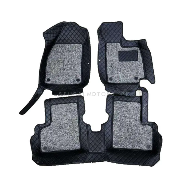 Proton Saga 9D Floor Mats Mix Thread Grass 3 Pcs 2021 - 2025 - Black With Grey 2