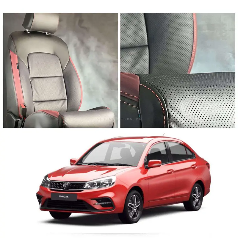 Proton Saga Breathable Black Red Seat Covers 2021 - 2025 1