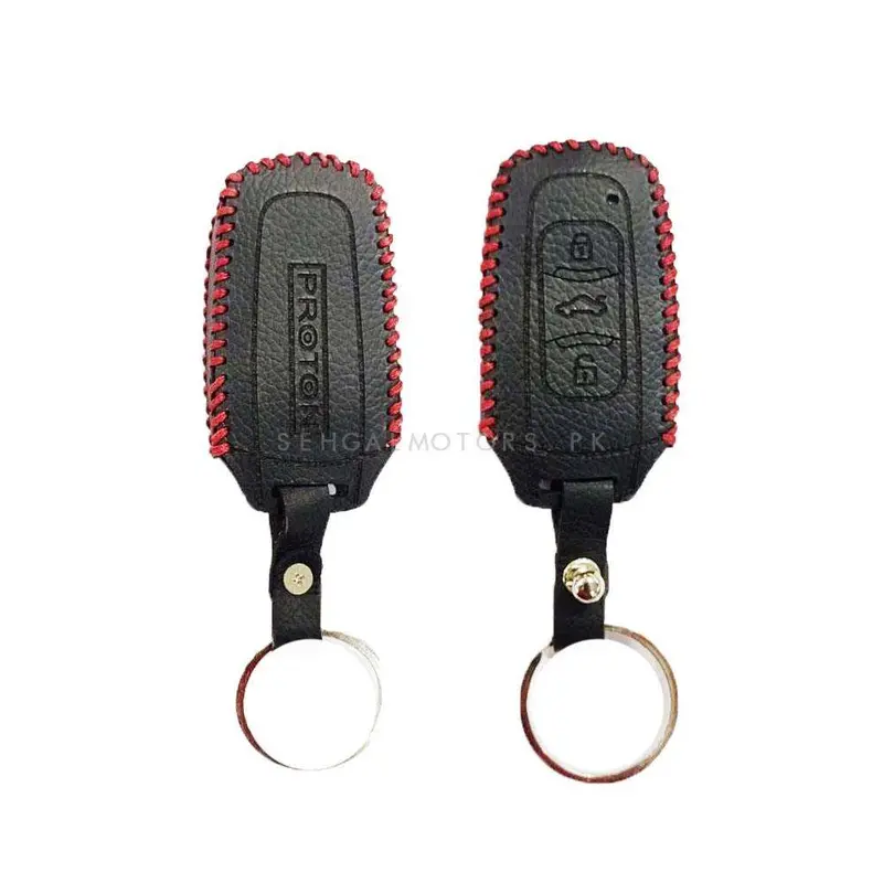 Proton Saga Leather Key Cover 3 Button With Key Ring Black 2021-2025 2