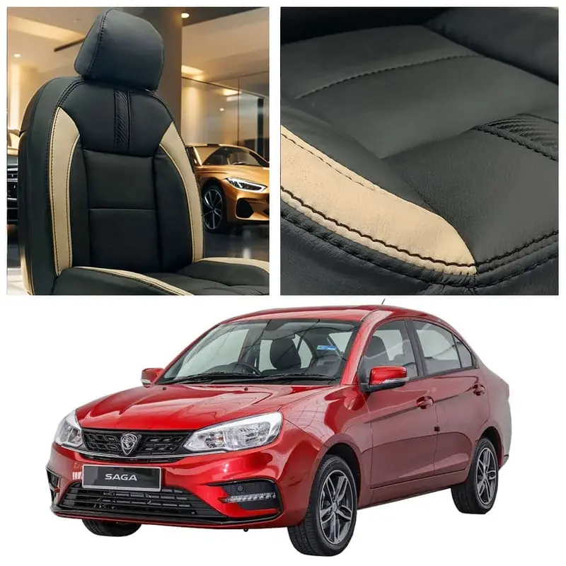 Proton Saga Type R Black Beige Seat Covers 2021-2025 1
