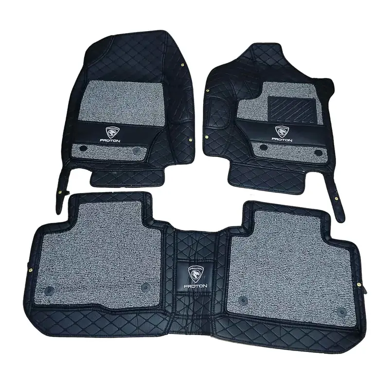 Proton X70 10D Floor Mats - Mix Thread Black With Grey Grass 2021 - 2025 - 3 Pcs Set 2