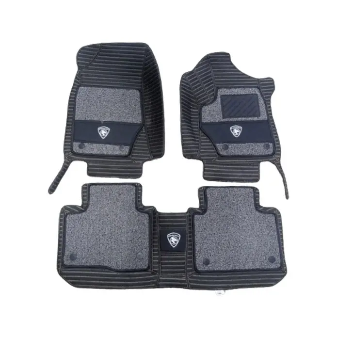 Proton X70 10D Lining Floor Mats - Mix Thread 3 Pcs 2021 - 2025 - - Black With Grey Grass 2