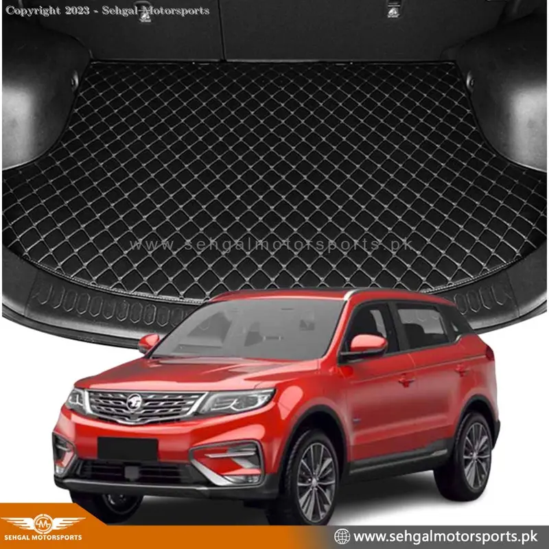 Proton X70 7D Eco Trunk Mat Black (With Multi Color Stitch) Model 2021-2022 1