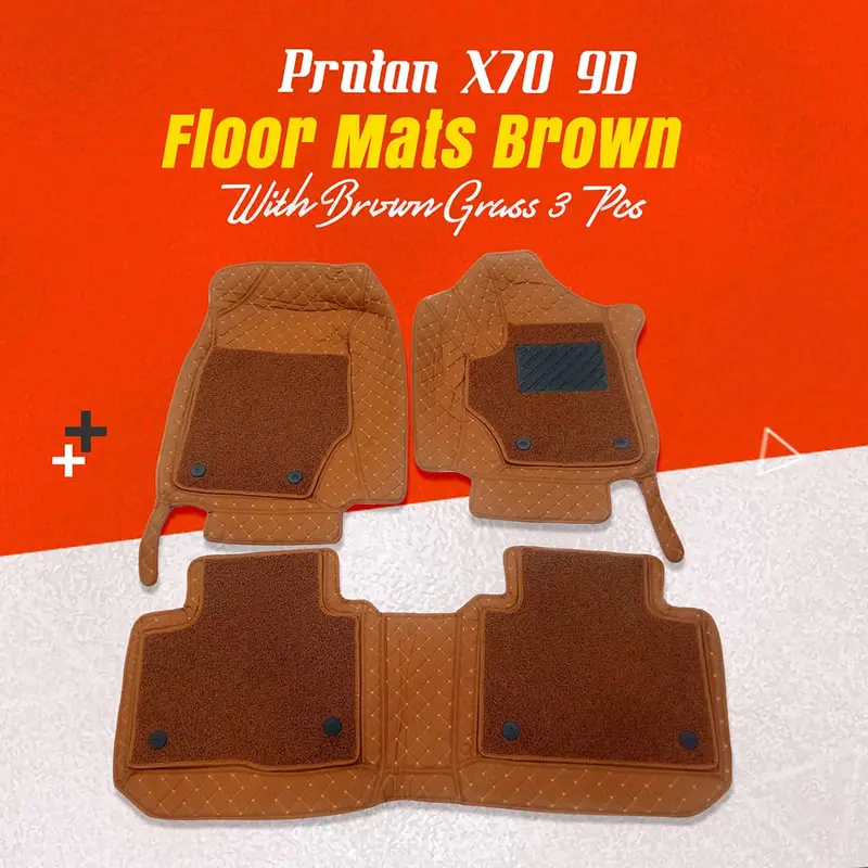 Proton X70 9D Floor Mats Mix Thread Brown With Brown Grass 3 Pcs 2021 - 2025 1