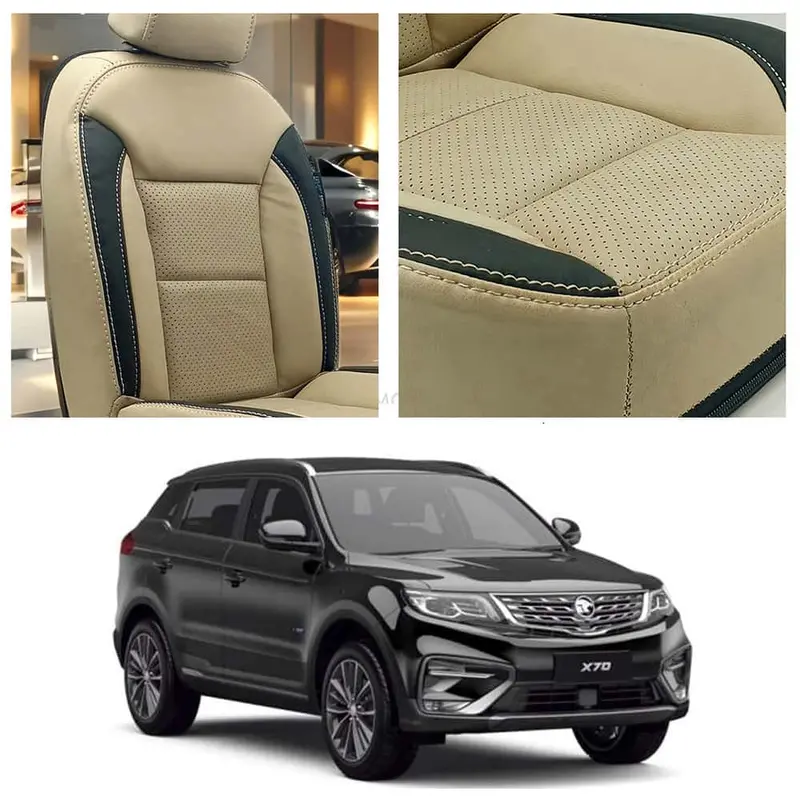 Proton X70 Breathable Beige Black Seat Covers 2021 - 2025 1