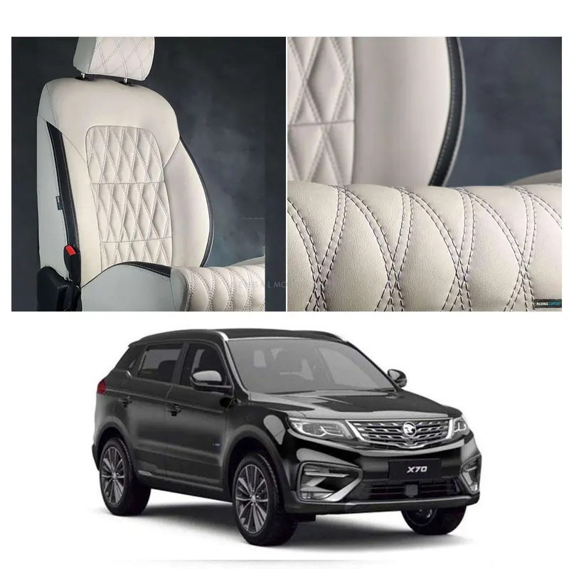Proton X70 Diamond Cut Beige Black Seat Covers 2021 - 2025 1