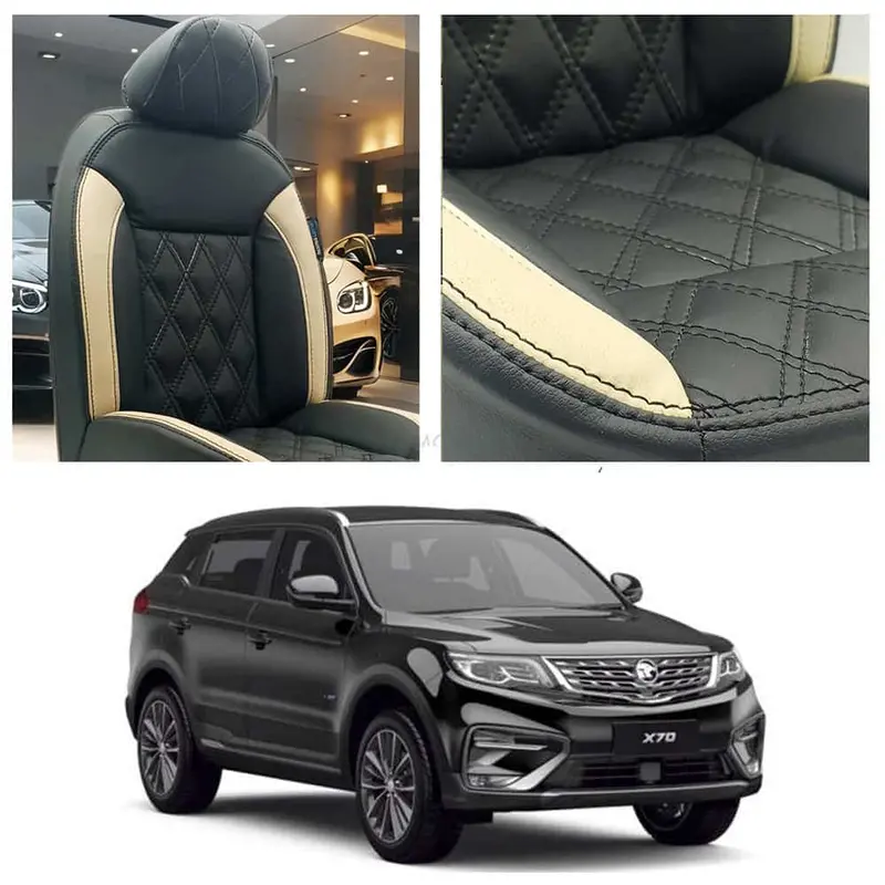 Proton X70 Diamond Cut Black Beige Seat Covers 2021 - 2025 1