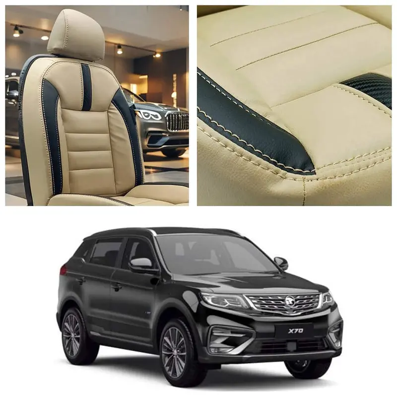 Proton X70 Hockey Design Beige Black Seat Covers 2021 - 2025 1