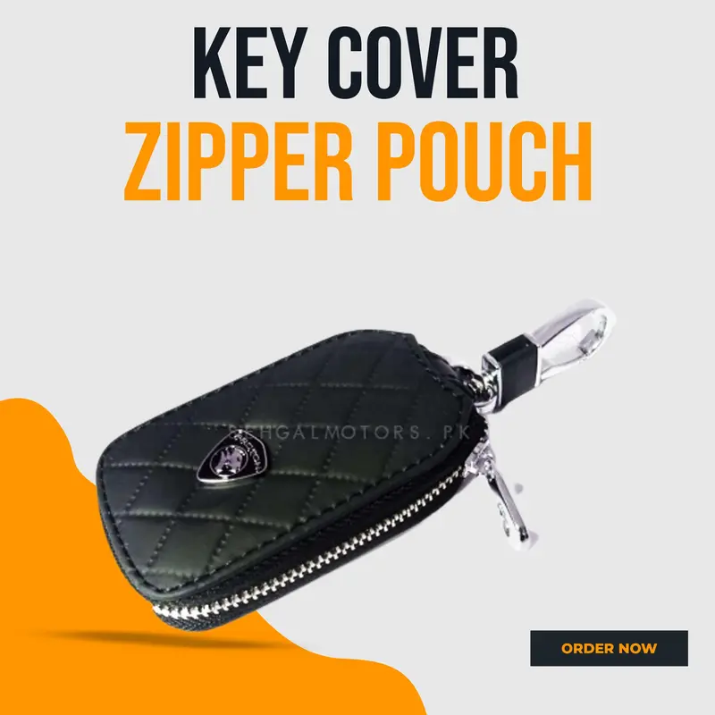 Proton Zipper 7D Style Key Cover Pouch Black With Keychain Ring 1