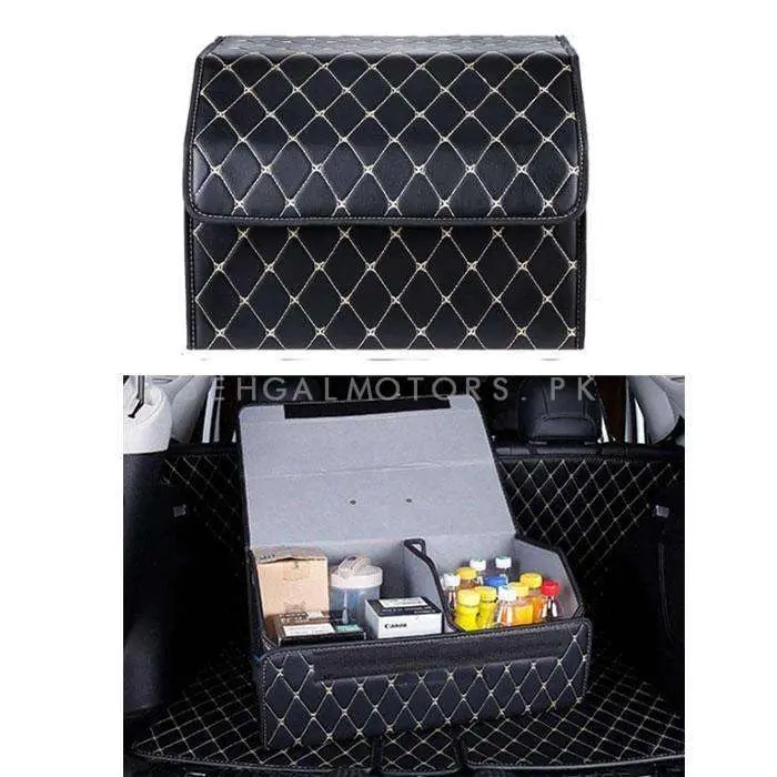 Pu Medium Leather Car Trunk Folding Storage Box Black 2