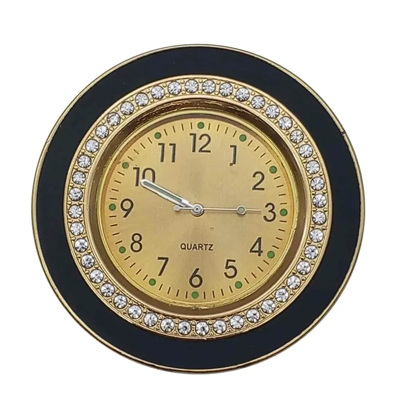 Quartz Dashboard Round Wall Clock Golden Black With Diamond Style - For Car Interior 2
