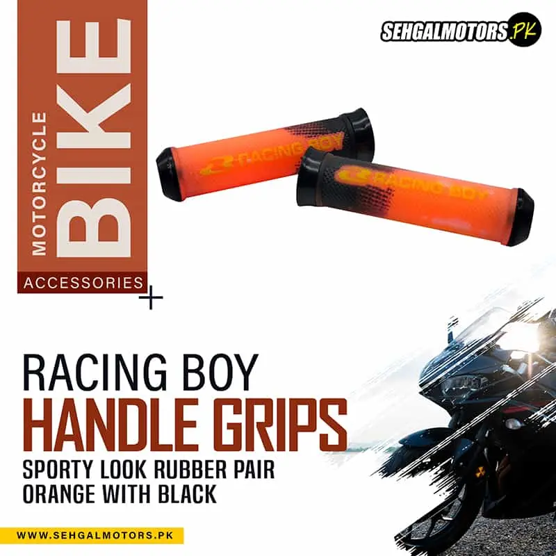 Racing Boy Sporty Look Rubber Handle Grips For Motorcycle Bike Pair 1