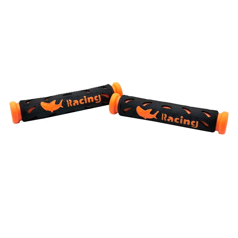 Racing Rubber Motorcycle Bike Front Brake And Clutch Lever Grips Pair - Black Orange 2