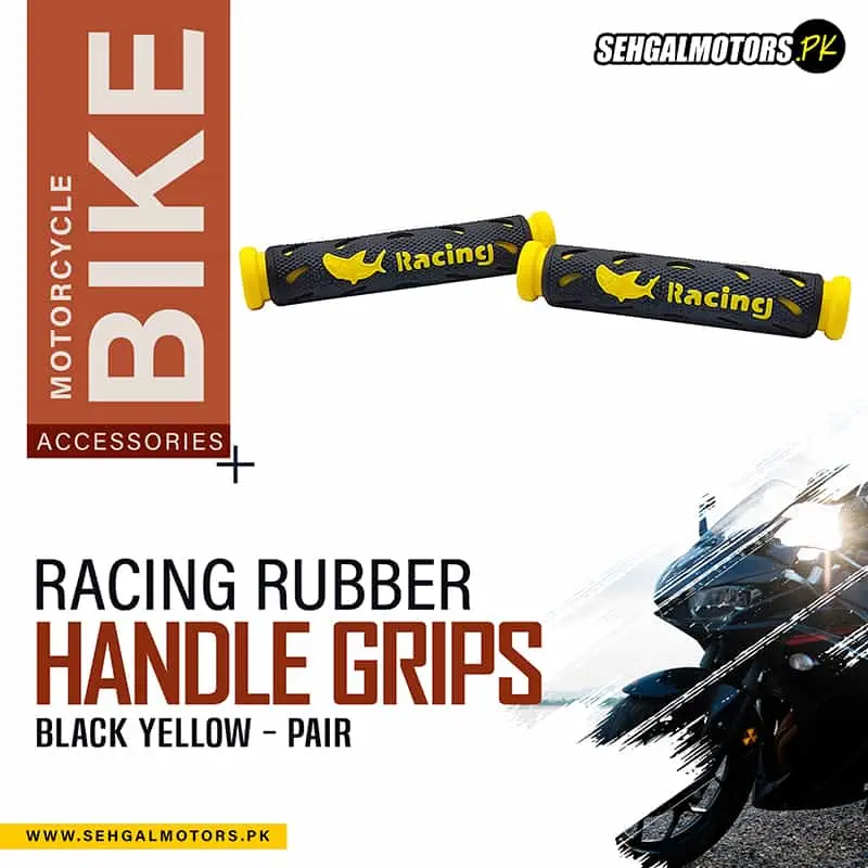 Racing Rubber Motorcycle Bike Front Brake And Clutch Lever Grips Pair - Black Yellow 1
