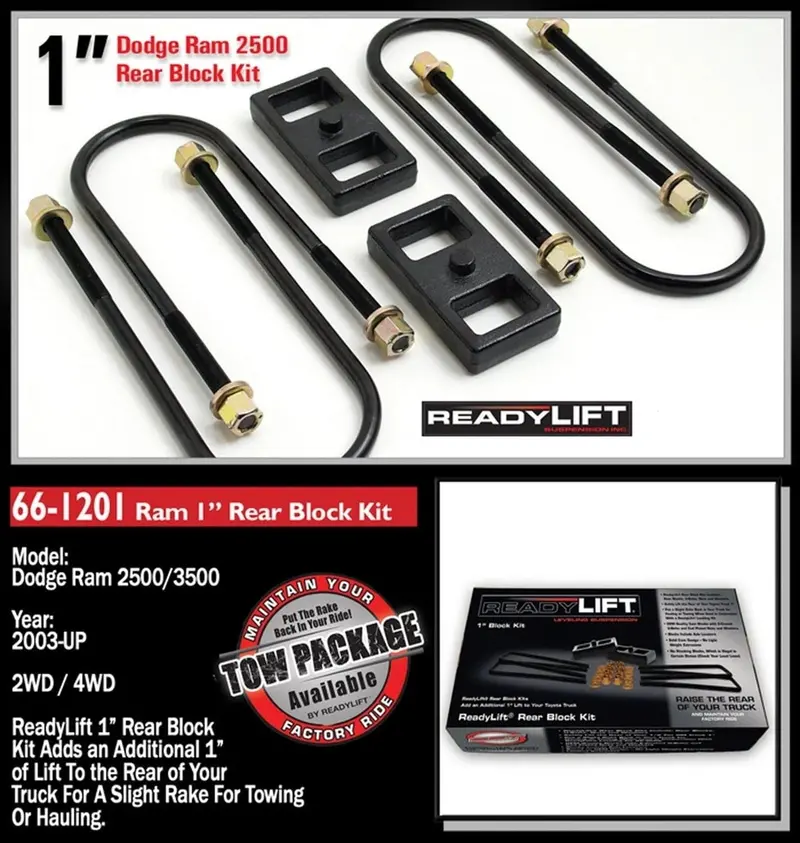 Readylift 66-1201 Rear Block Kit Fits 03-24 3500 Ram 3500 2