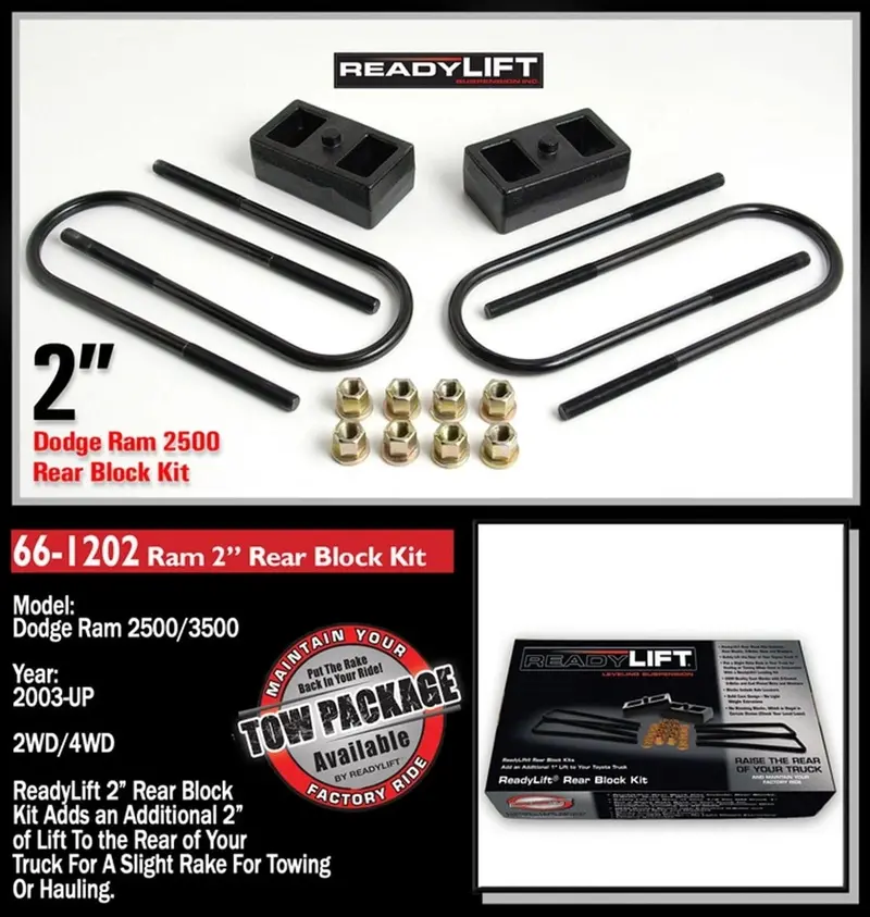 Readylift 66-1202 Rear Block Kit Fits 03-24 2500 3500 Ram 2500 Ram 3500 2