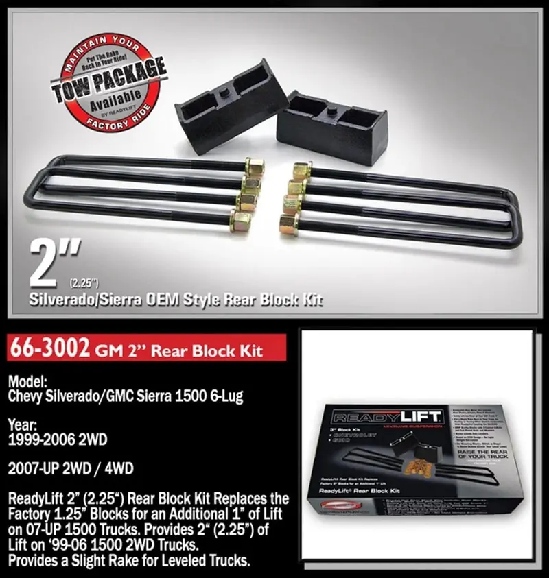 Readylift 66-3002 Rear Block Kit Fits Sierra 1500 Sierra 2500 Hd Silverado 1500 2
