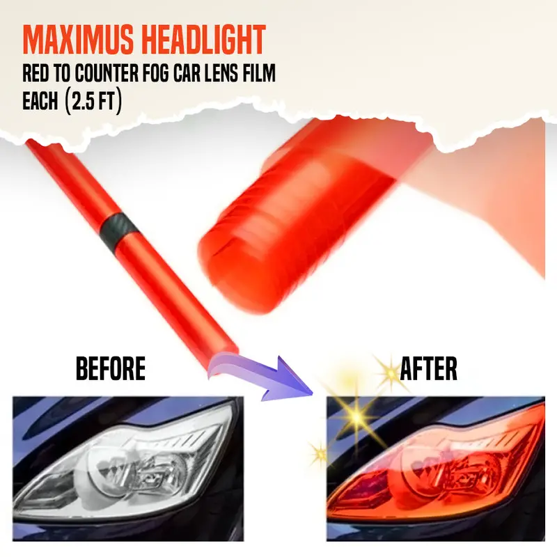 Red Lens Tint Paper 2.5 Ft Each - Head And Back Lamps 1