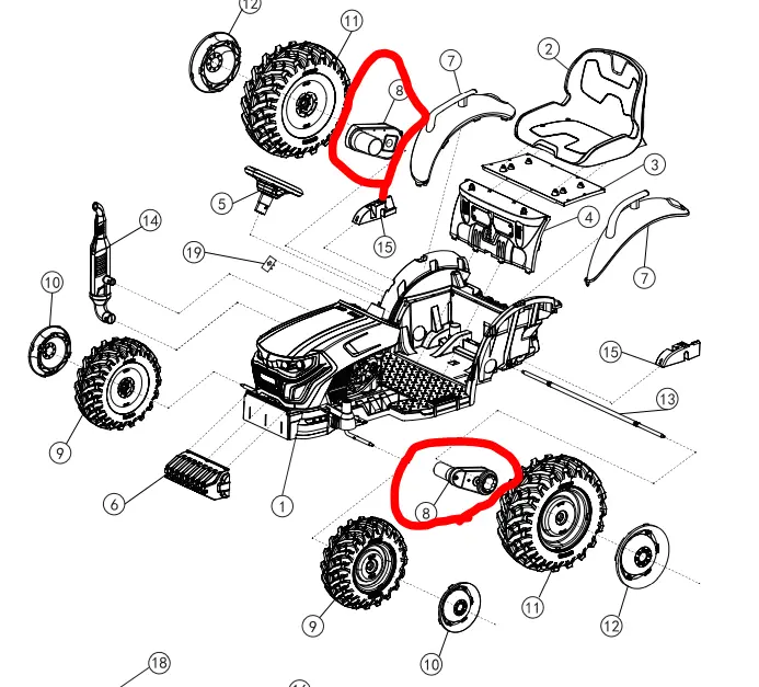 Replacement Electric Motor For Kids Ride On's - Riiroo 24V Tractor Model - 106-1766 1