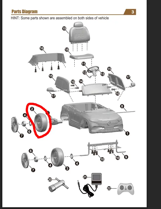 Replacement Wheel For Kids Ride On's - Mercedes Eqa - 104-1550 1