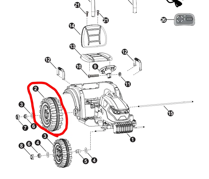Replacement Wheel For Kids Ride On's - Tractor/Digger With Trailer - Rear  - 104-1777 1