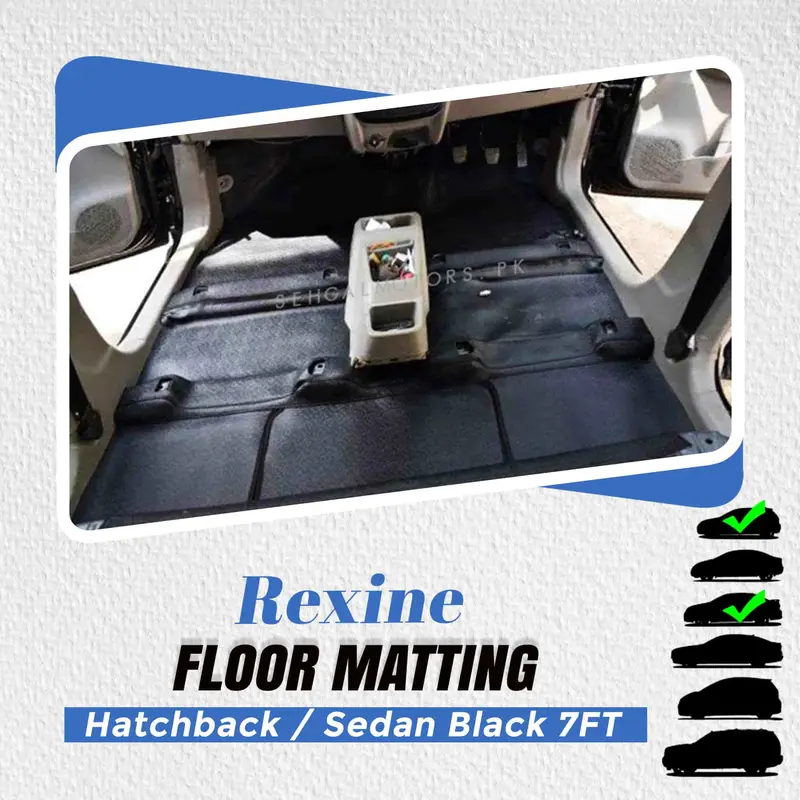 Rexine Floor Matting Hatchback / Sedan Black 7Ft 1