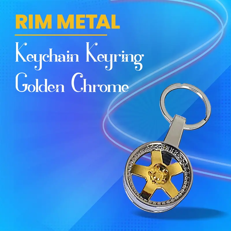 Rim Metal Keychain Keyring Golden Chrome 1