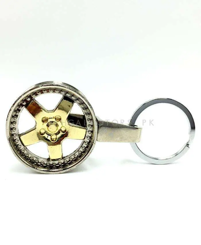 Rim Metal Keychain Keyring Golden Chrome 2