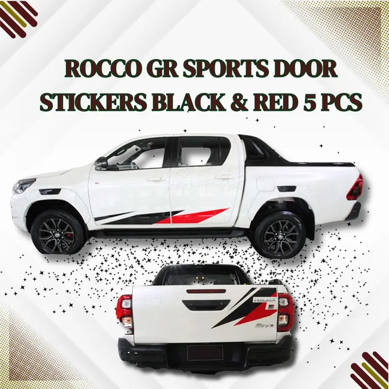 Rocco Gr Sports Door Stickers Black & Red 5 Pcs 1