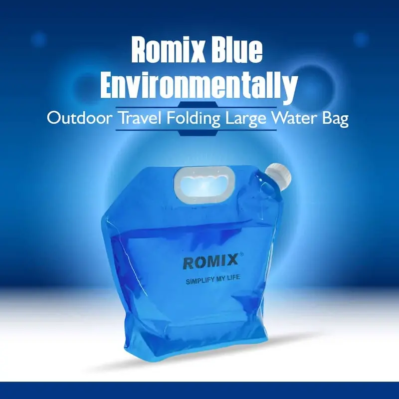 Romix Rh46 Blue Environmentally Outdoor Travel Folding Large Water Bag - Transparent Foldable Drinking Containers Tank 1