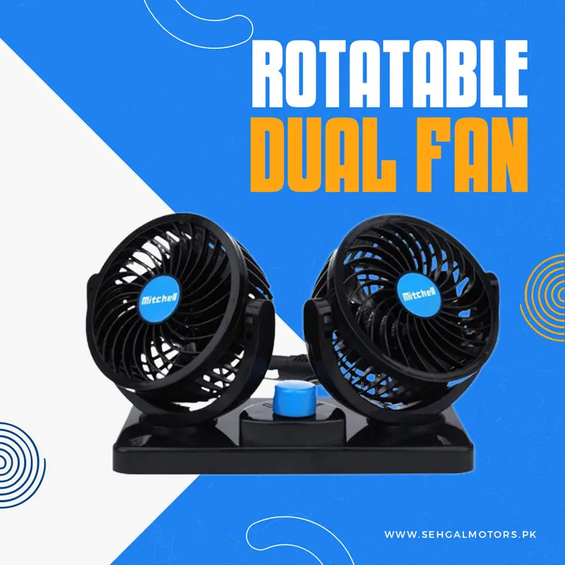 Rotatable Dual Speed Car Electric Fan - Car Double Fan For Dashboard | Universal Dual Fan 12V 2 Speed 1