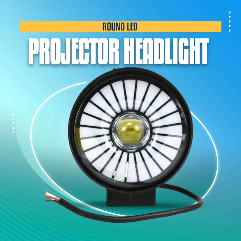 Round Led Projector Headlight High-Intensity Beam With Blue Halo Ring - 1 Pcs 1