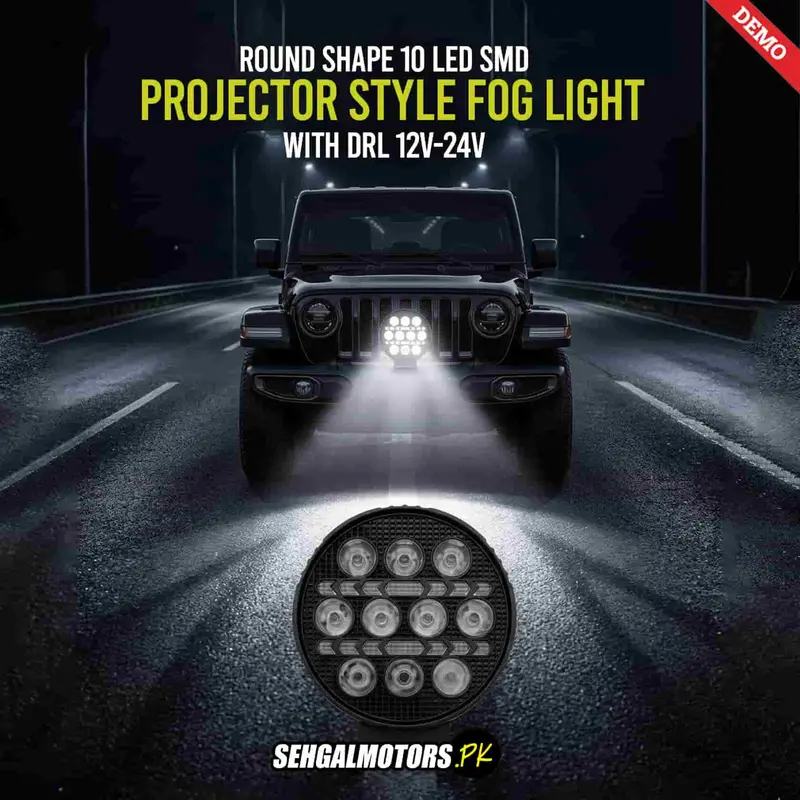 Round Shape 10 Led Smd Projector Style Fog Light With Drl12v-24V 1