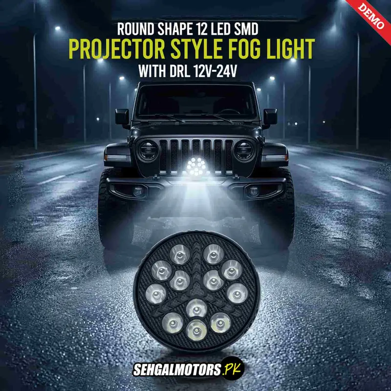 Round Shape 12 Led Smd Projector Style Fog Light With Drl 12V-24V 1