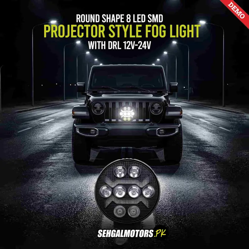 Round Shape 8 Led Smd Projector Style Fog Light With Drl 12V-24V 1