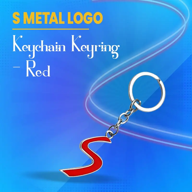 S Metal Logo Keychain Keyring - Red Chrome 1