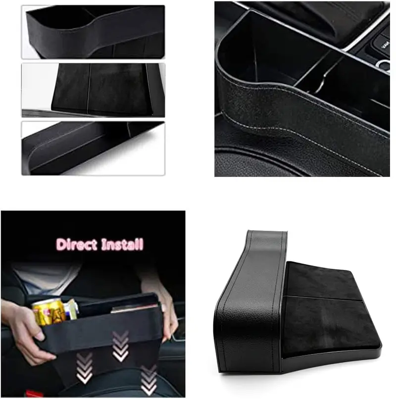 Seat Gap Filler Plastic With Cup Holder Black -Each 2