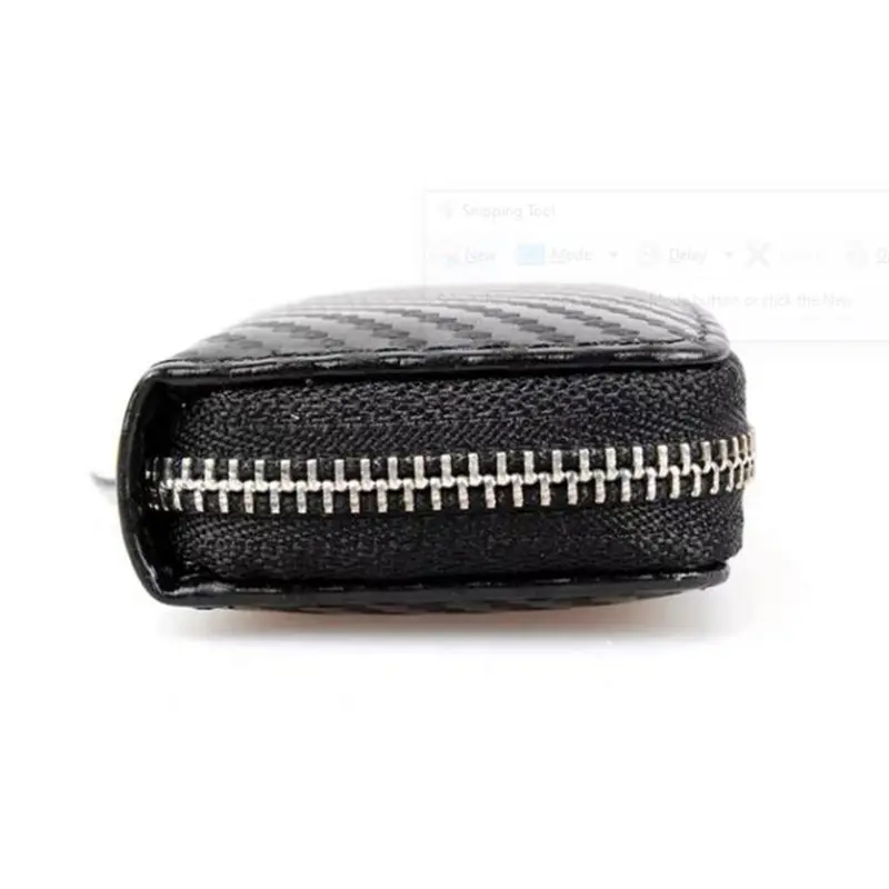 Shark Style Zipper Matte Leather Key Cover Pouch Black With Keychain - Ring 2
