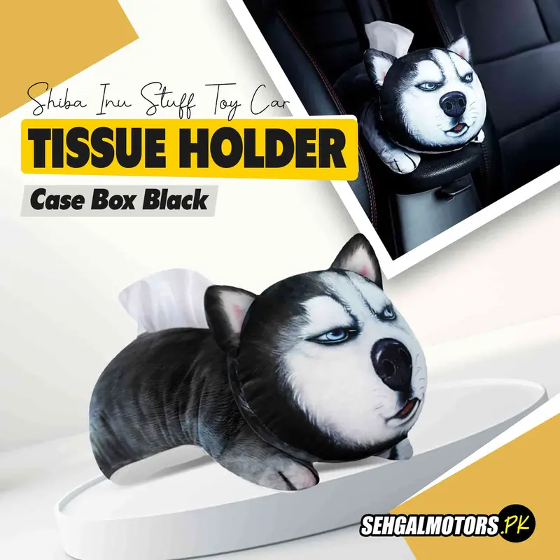 Shiba Inu Stuff Toy Car Tissue Holder Case Box Black 1