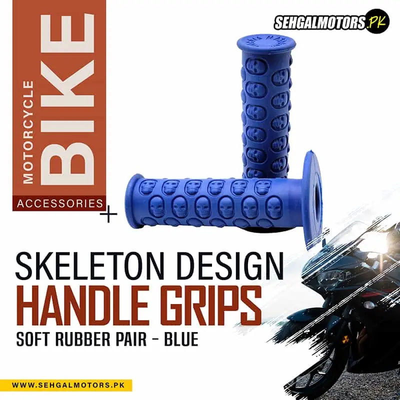 Skeleton Design Soft Rubber Handle Grips For Bikes Pair - Blue 1