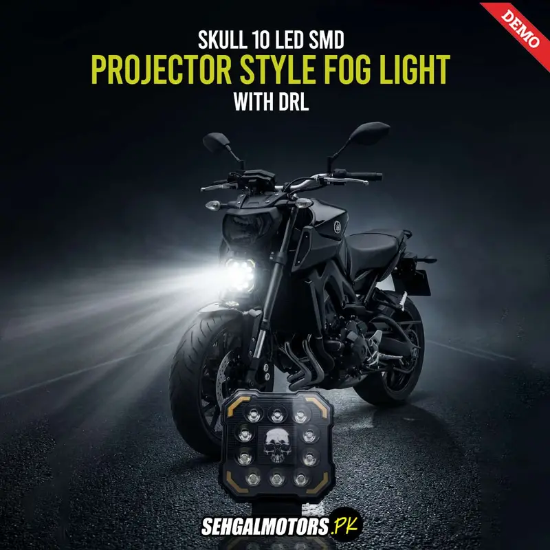 Skull 10 Led Smd Projector Style With Drl Fog Light For Bike 1